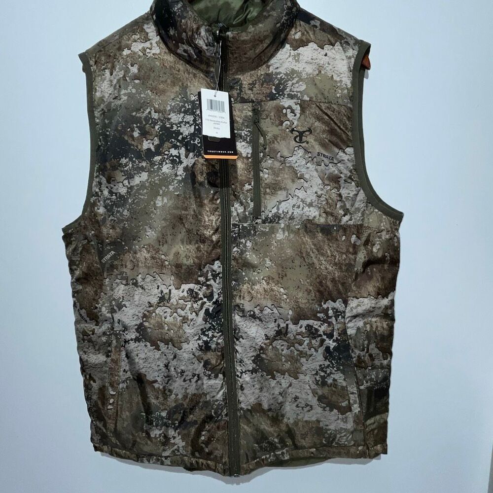 TrueTimber Men's Multicolor Camouflage Reversible Puffer Jacket Vest Medium‎ NWT